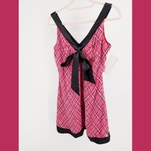 NWT GUESS red kings plaid black bow holiday dress 6 Medium Y2K